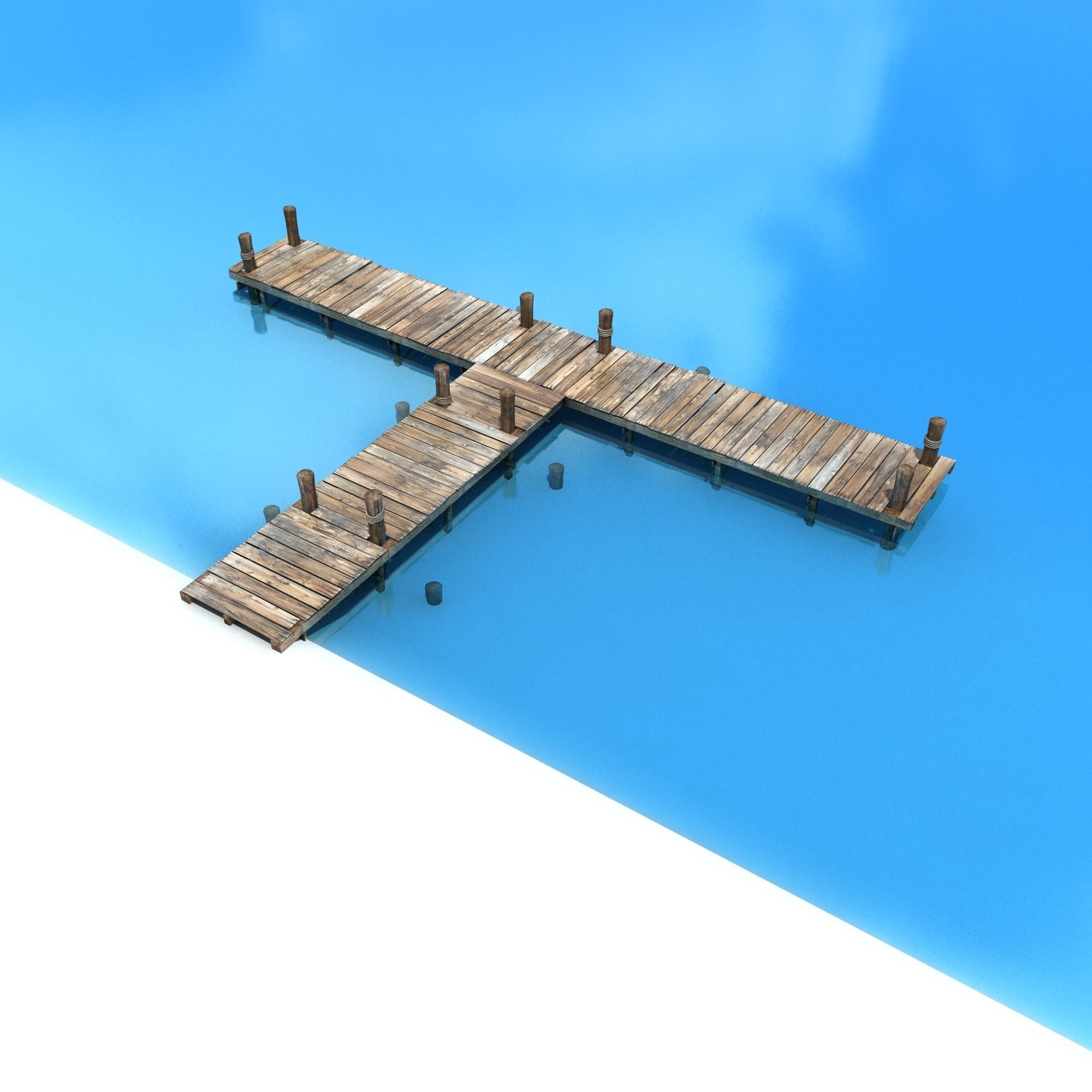 Old wooden Bridge Low Poly Low-poly 3D model_11