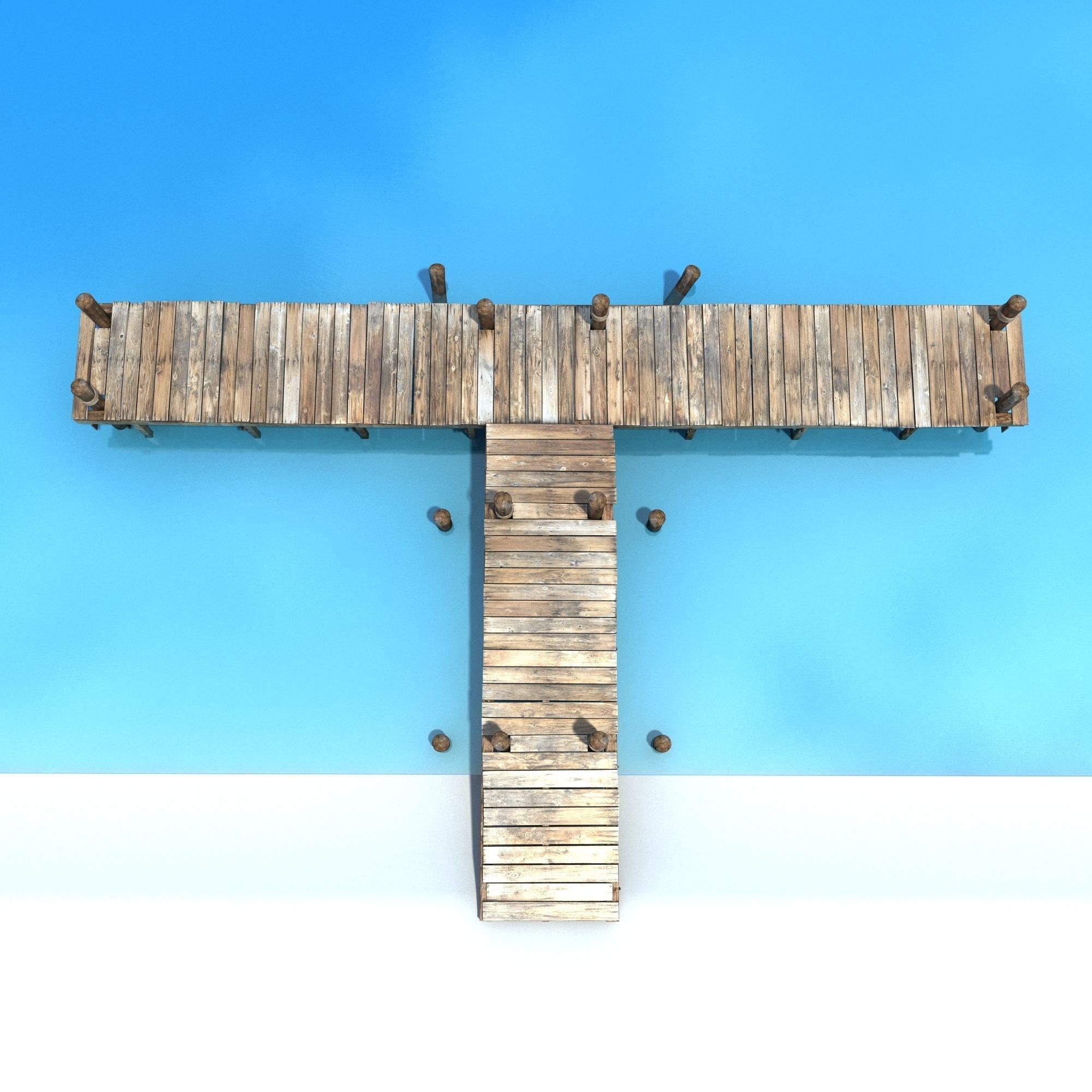 Old wooden Bridge Low Poly Low-poly 3D model_12