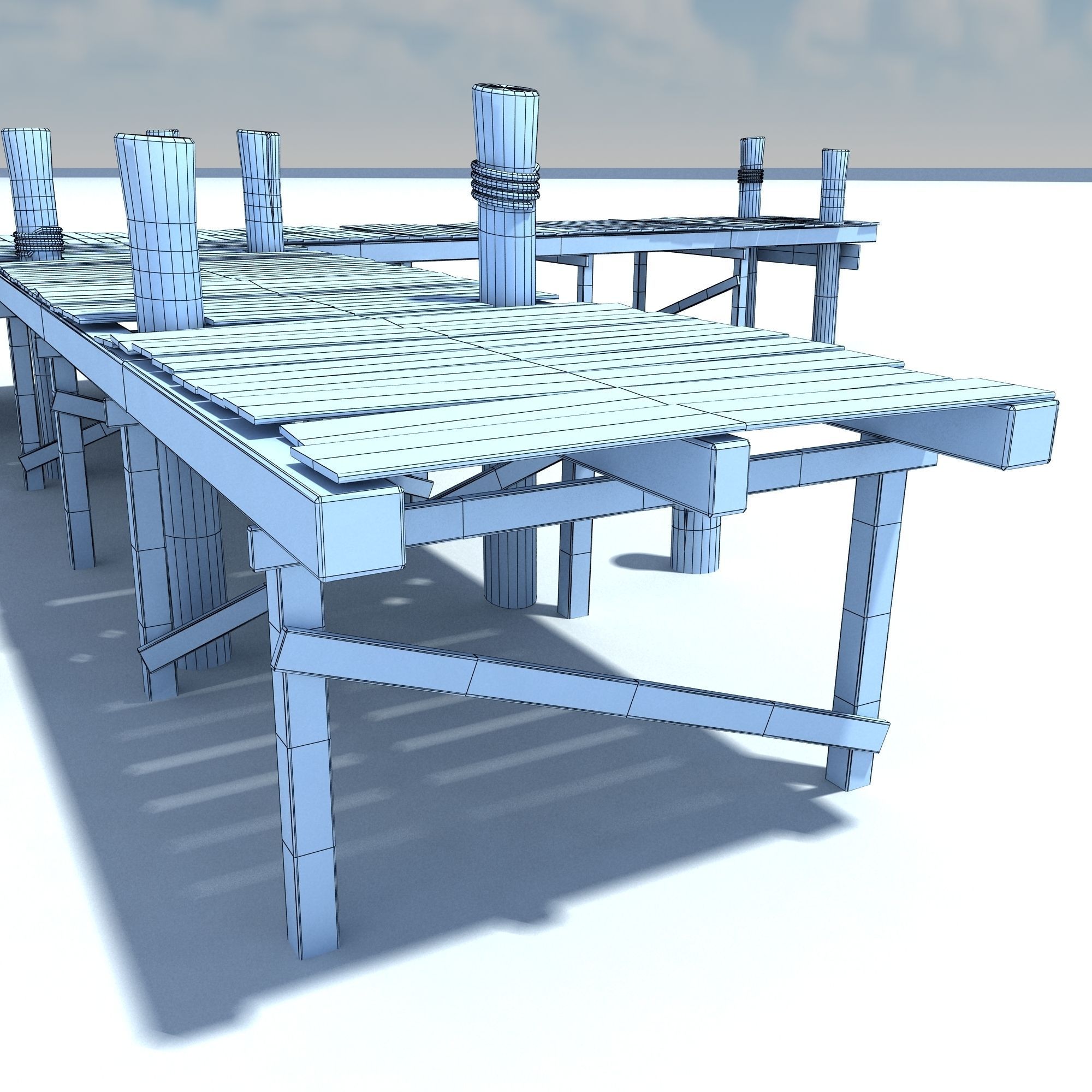 Old wooden Bridge Low Poly Low-poly 3D model_16