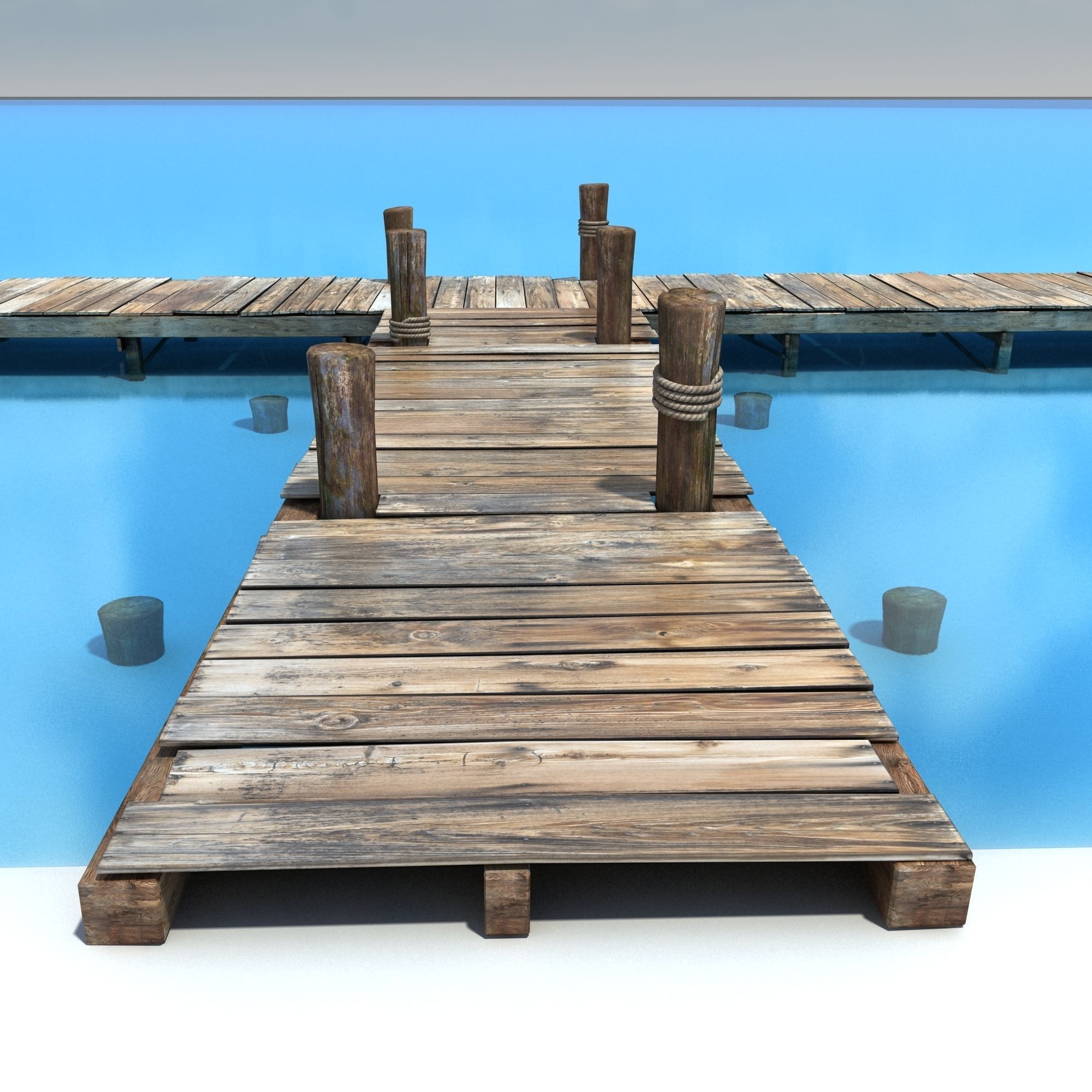 Old wooden Bridge Low Poly Low-poly 3D model_1