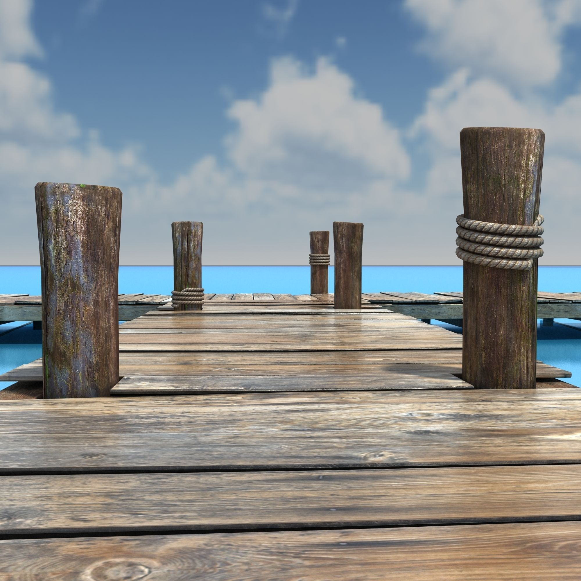 Old wooden Bridge Low Poly Low-poly 3D model_4