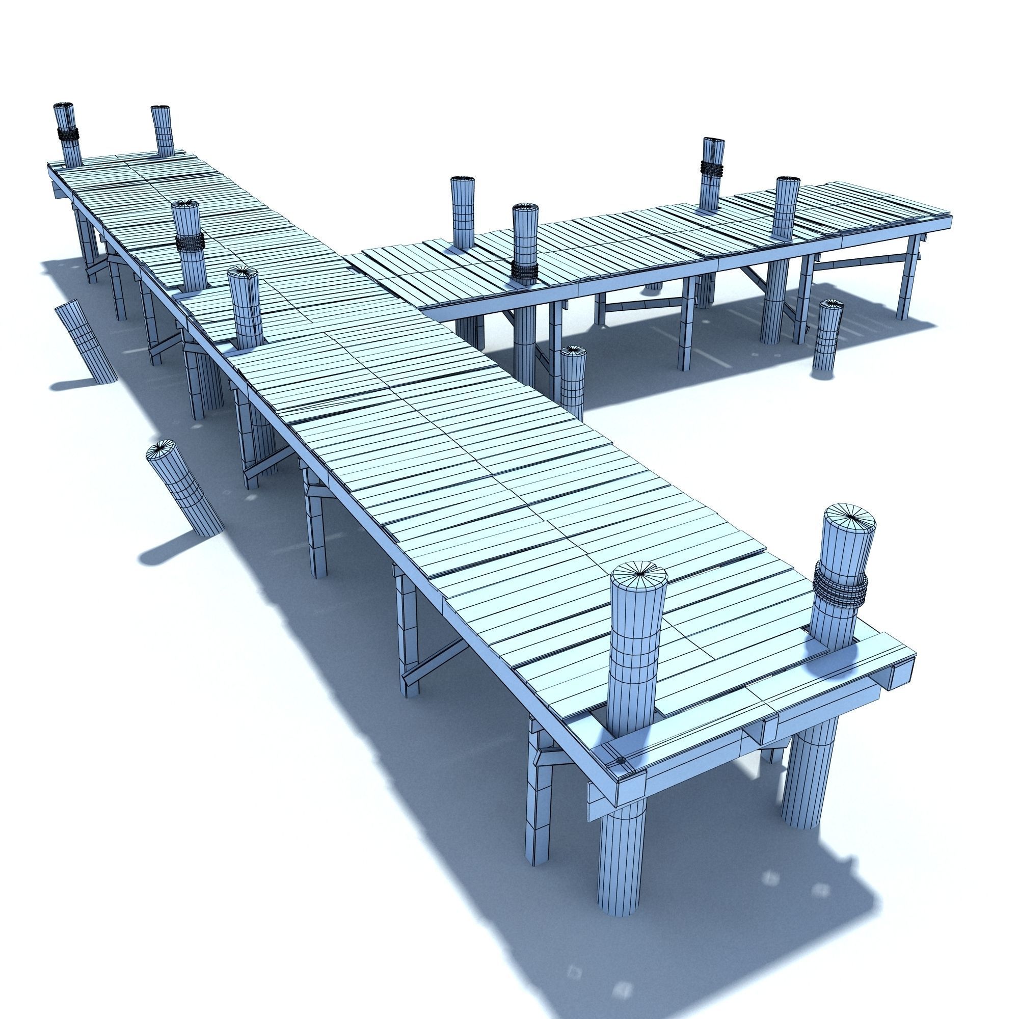 Old wooden Bridge Low Poly Low-poly 3D model_13