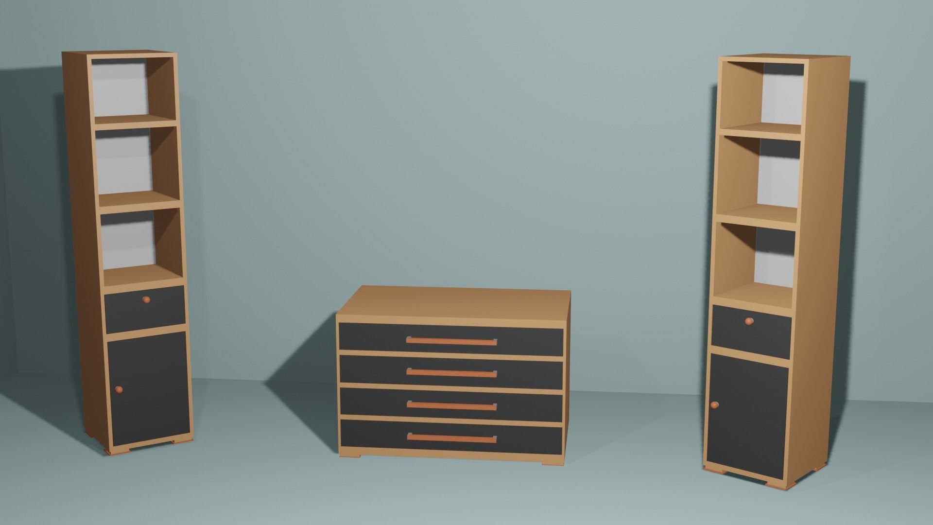 Furniture set of bedroom Low-poly 3D model_2
