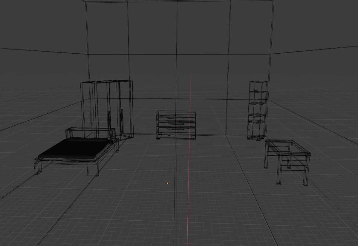 Furniture set of bedroom Low-poly 3D model_4