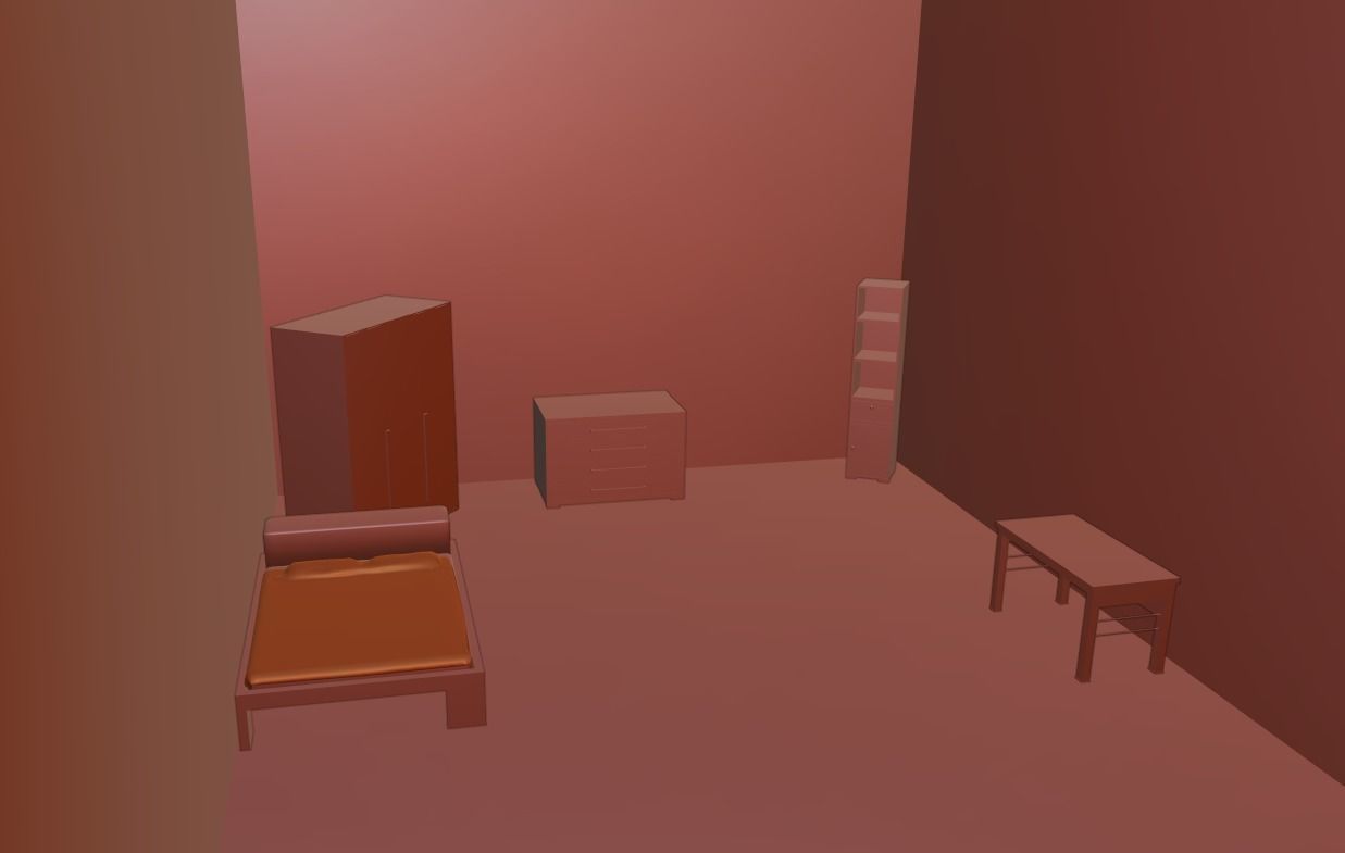 Furniture set of bedroom Low-poly 3D model_3