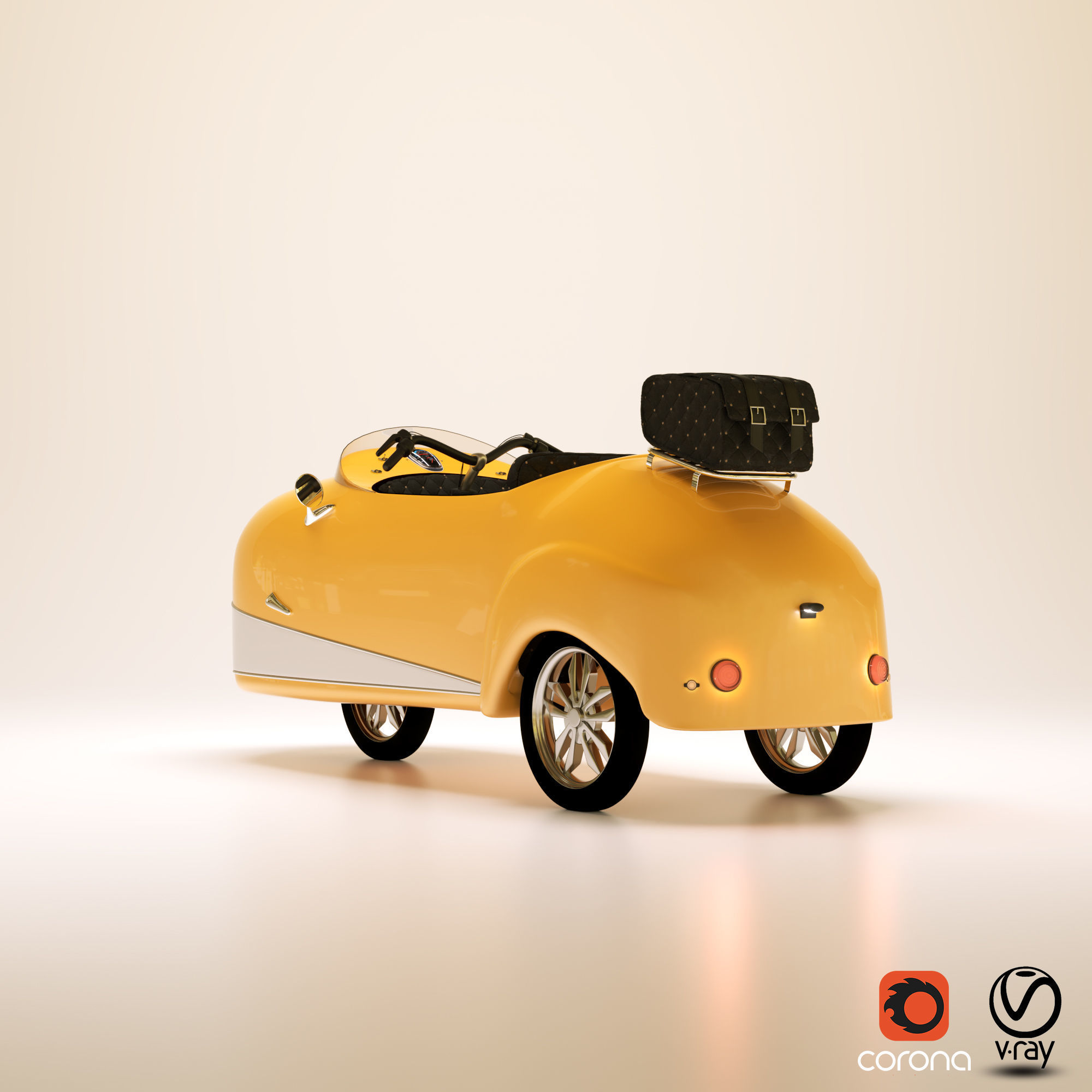 Electric Car Vintage 3D model_3