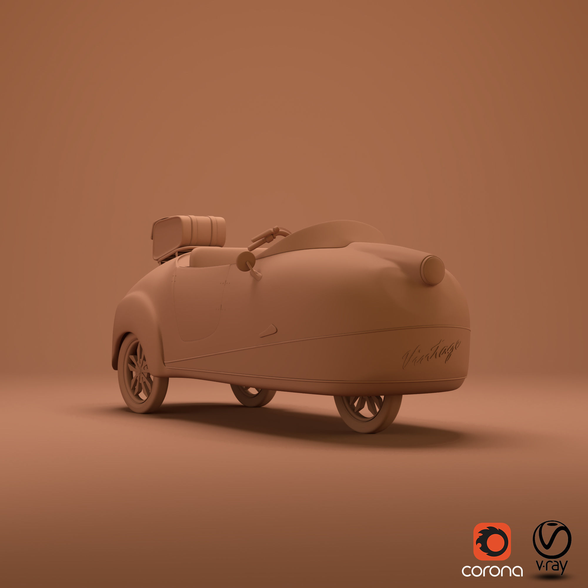 Electric Car Vintage 3D model_7