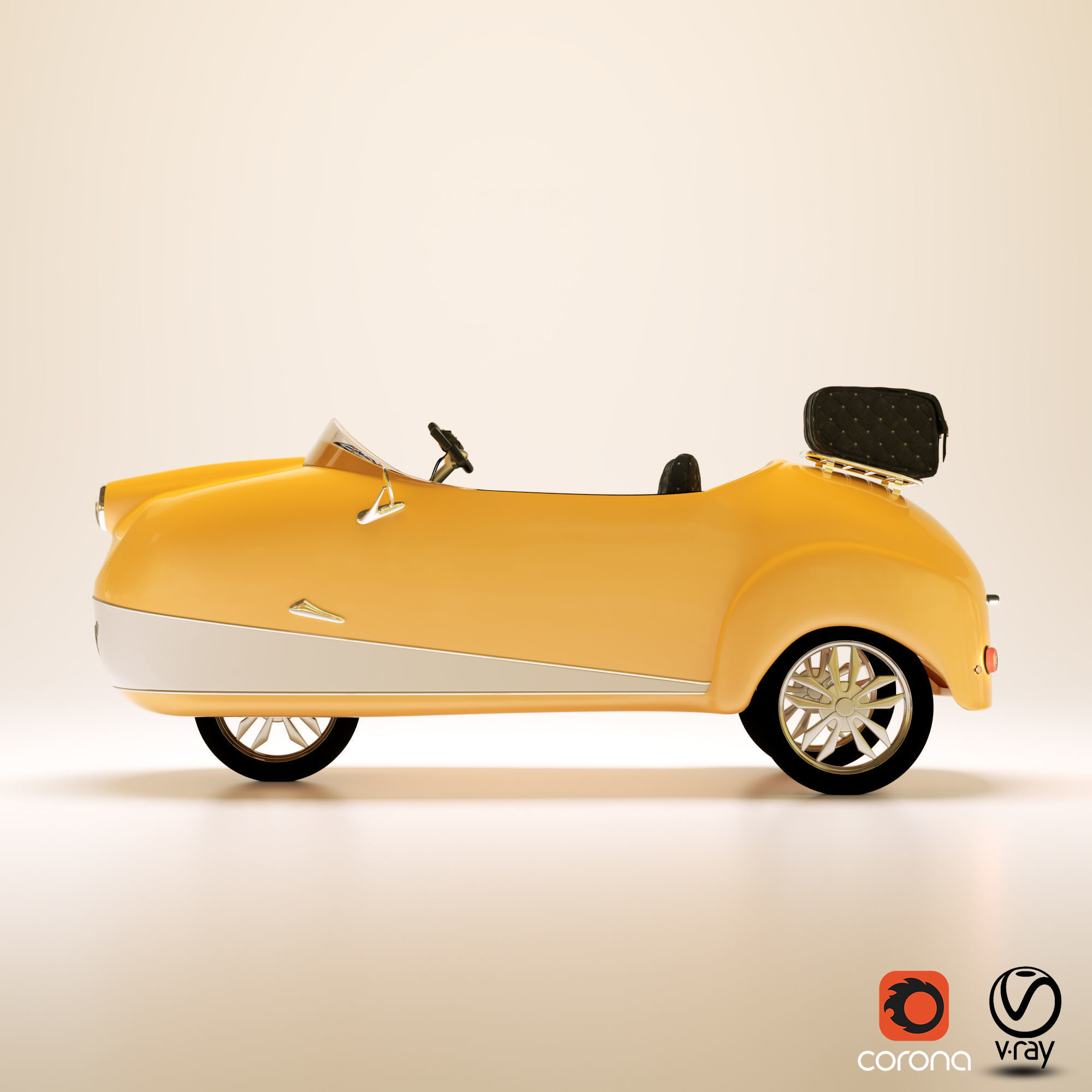 Electric Car Vintage 3D model_2