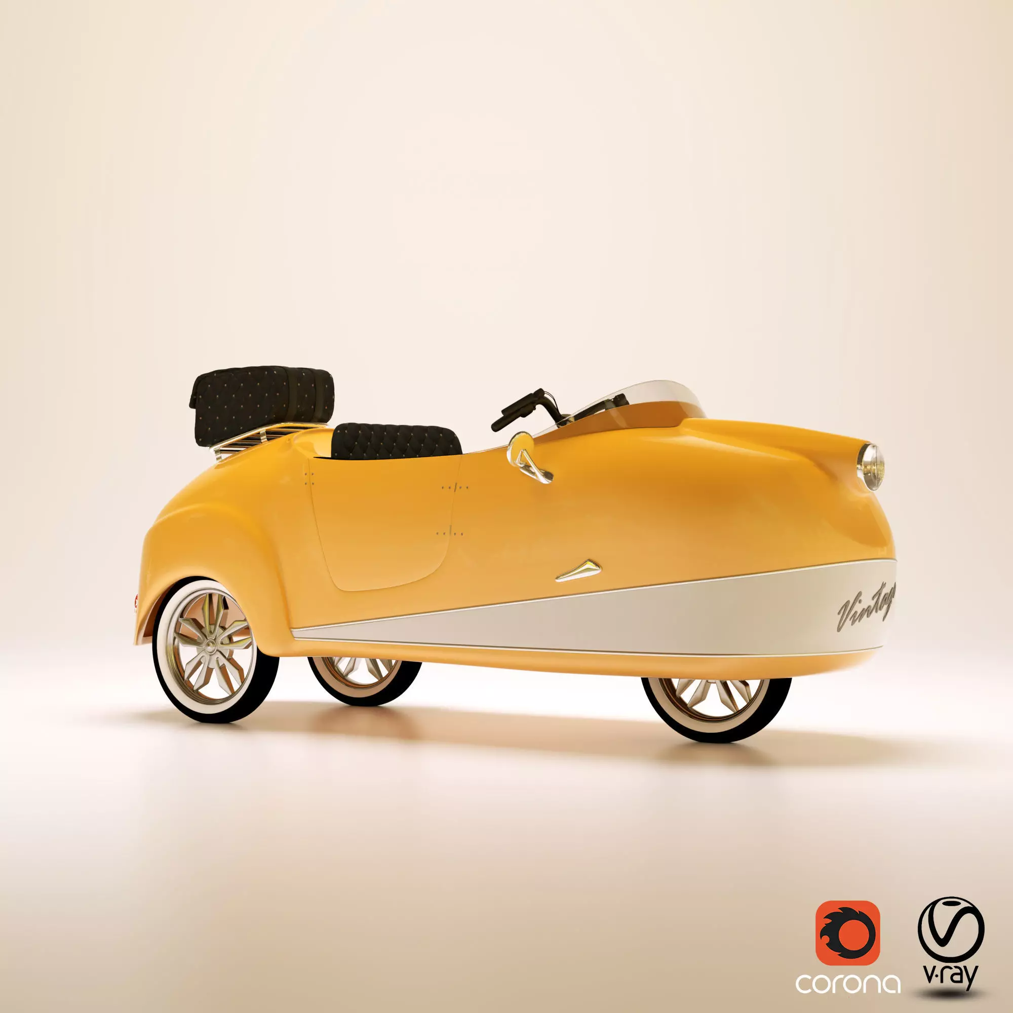 Electric Car Vintage 3D model_0