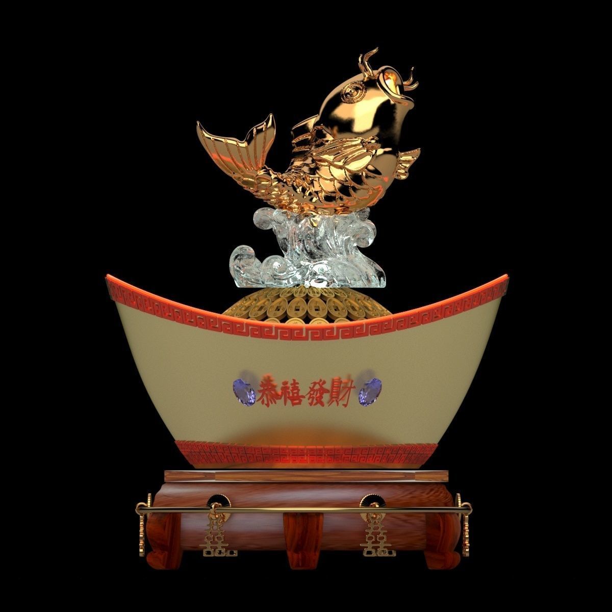 Chinese Gold Ingot 3D model_2