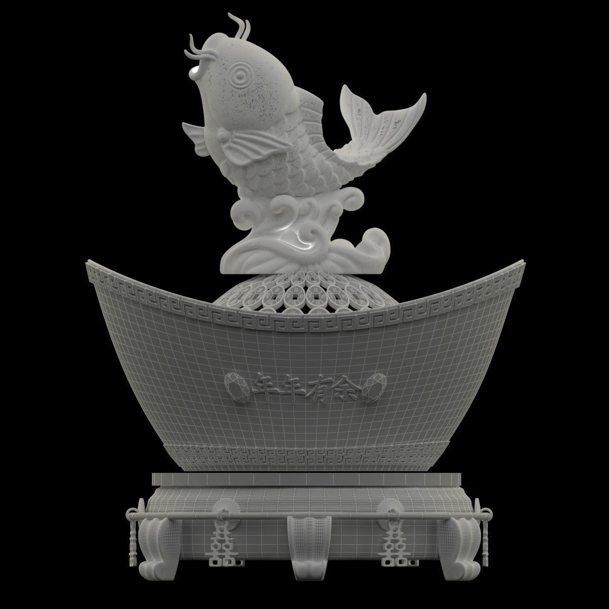 Chinese Gold Ingot 3D model_5