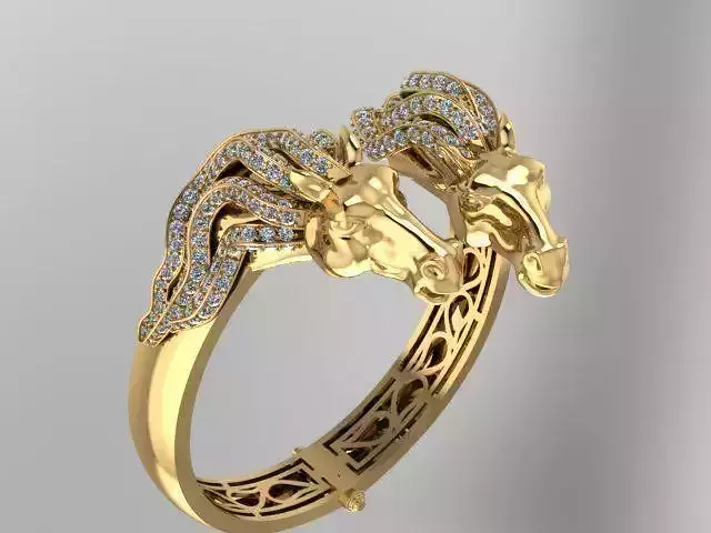 horse face precious bangle bracelet 3D print model