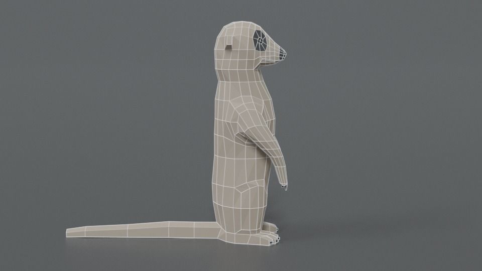 Low Poly Cartoon Meerkat Low-poly 3D model_14