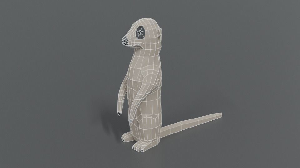 Low Poly Cartoon Meerkat Low-poly 3D model_9