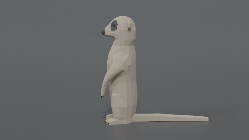 Low Poly Cartoon Meerkat Low-poly 3D model_1