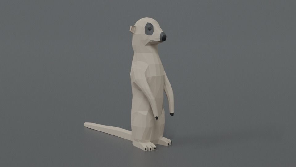 Low Poly Cartoon Meerkat Low-poly 3D model_6