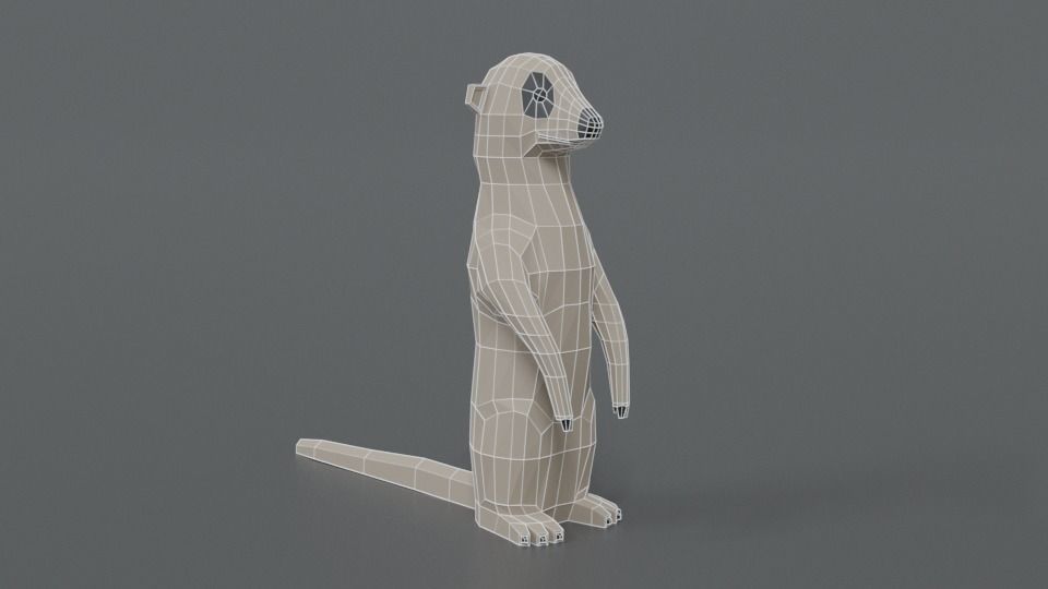 Low Poly Cartoon Meerkat Low-poly 3D model_15