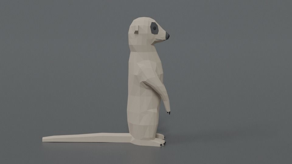 Low Poly Cartoon Meerkat Low-poly 3D model_5