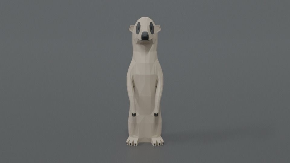 Low Poly Cartoon Meerkat Low-poly 3D model_7