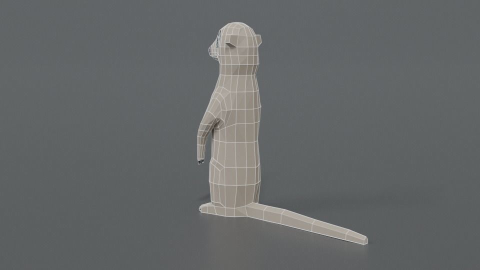 Low Poly Cartoon Meerkat Low-poly 3D model_11