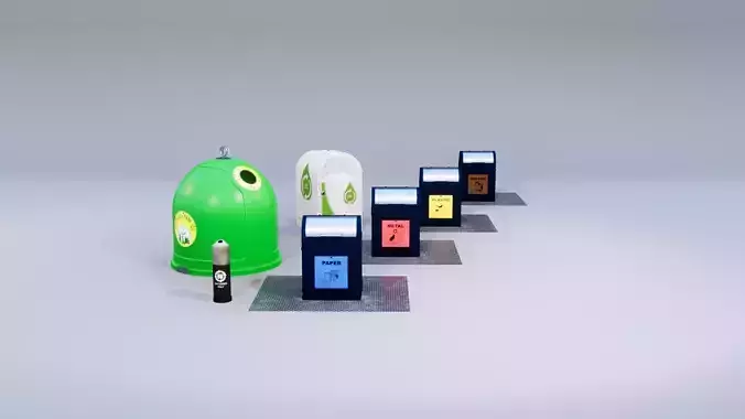 Urban Recycling Container 2 Low-poly 3D model
