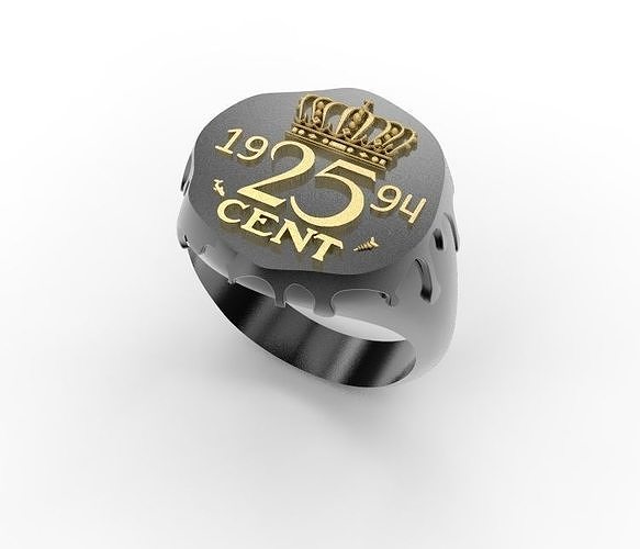 25cent ring 3D print model