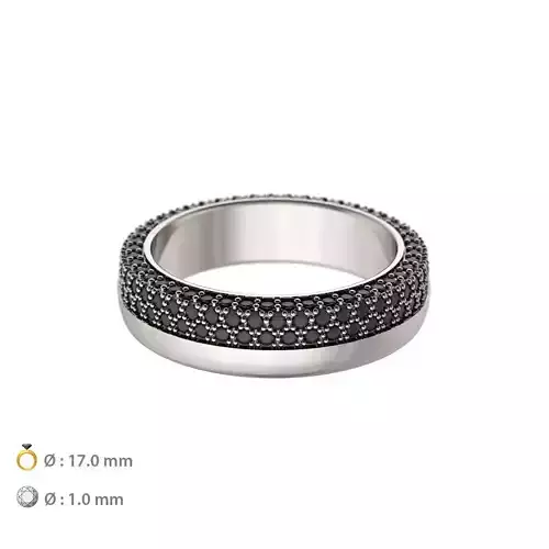 N009 Wedding band black diamonds
