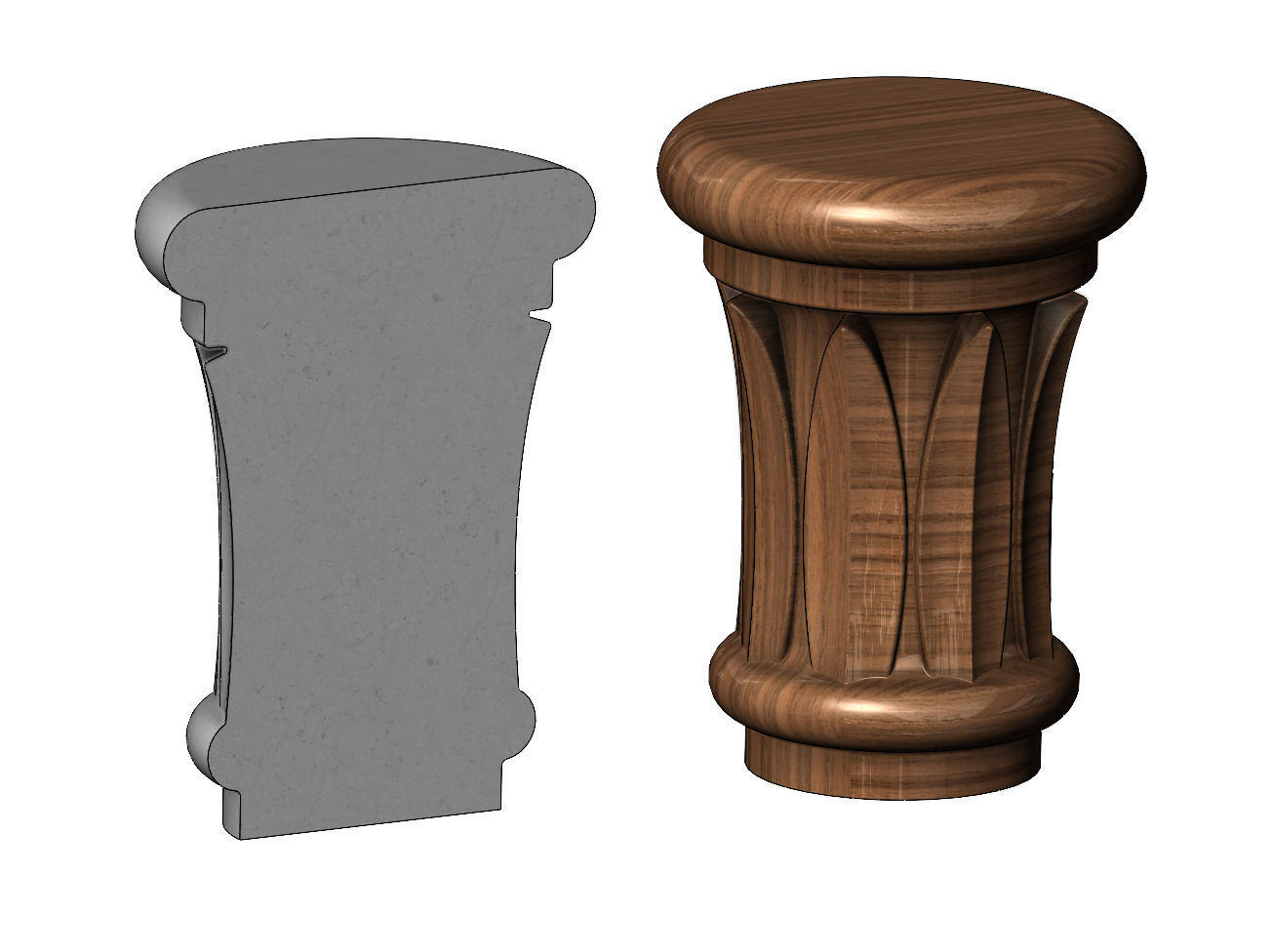 Papyrus Leaves Capital 3D print model_2