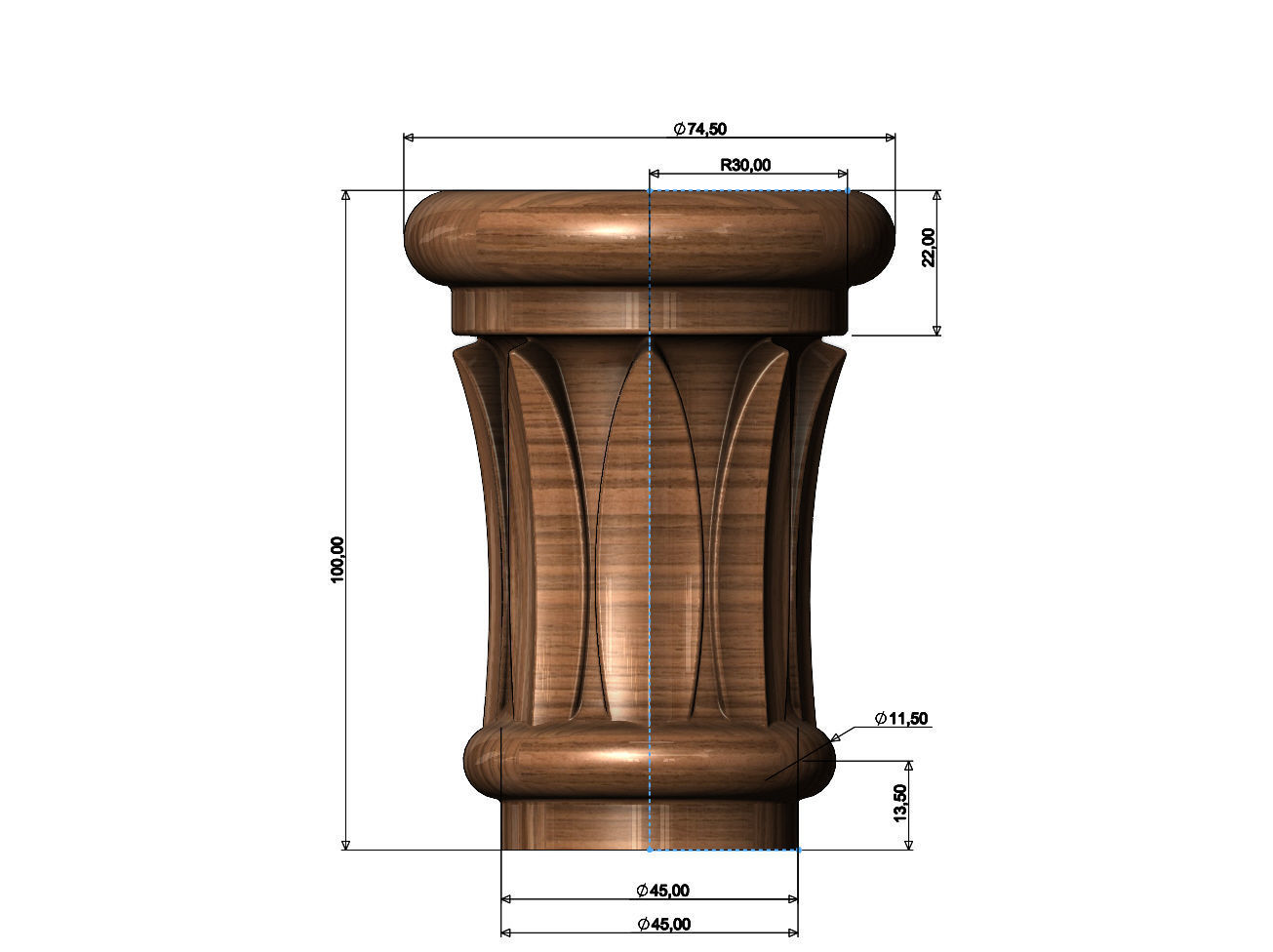 Papyrus Leaves Capital 3D print model_5