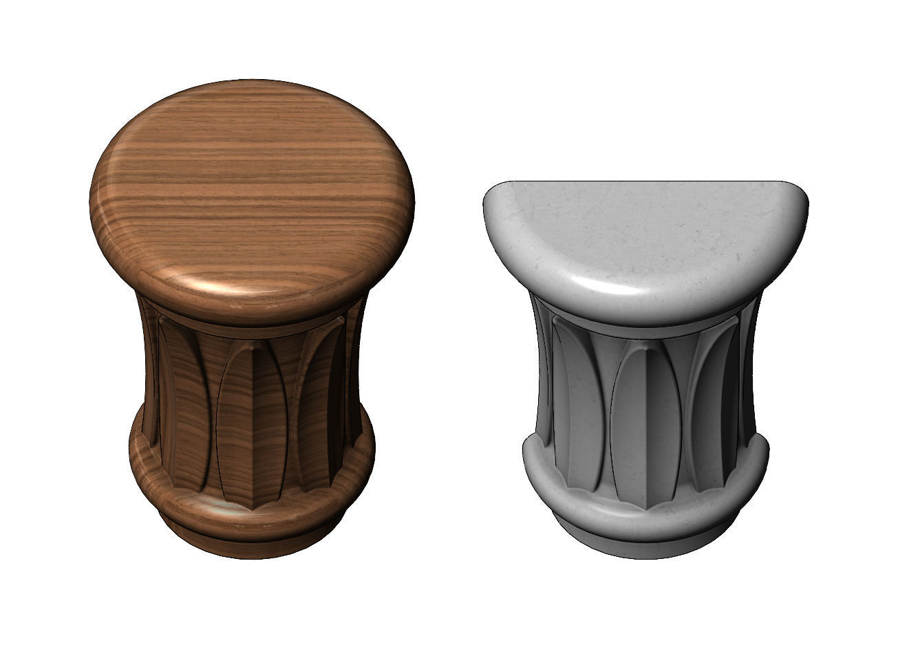 Papyrus Leaves Capital 3D print model_4