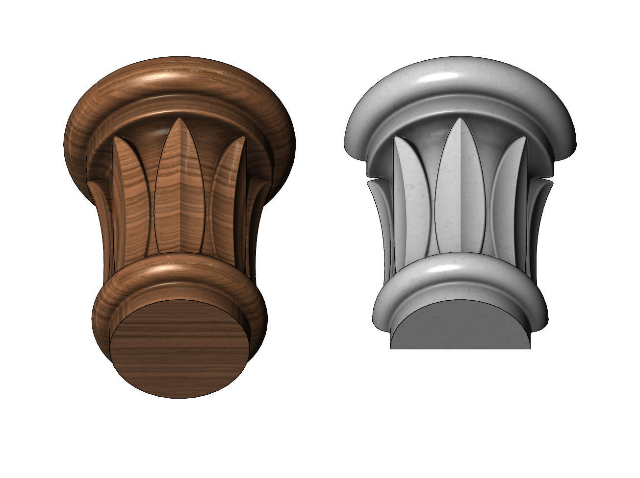 Papyrus Leaves Capital 3D print model_3