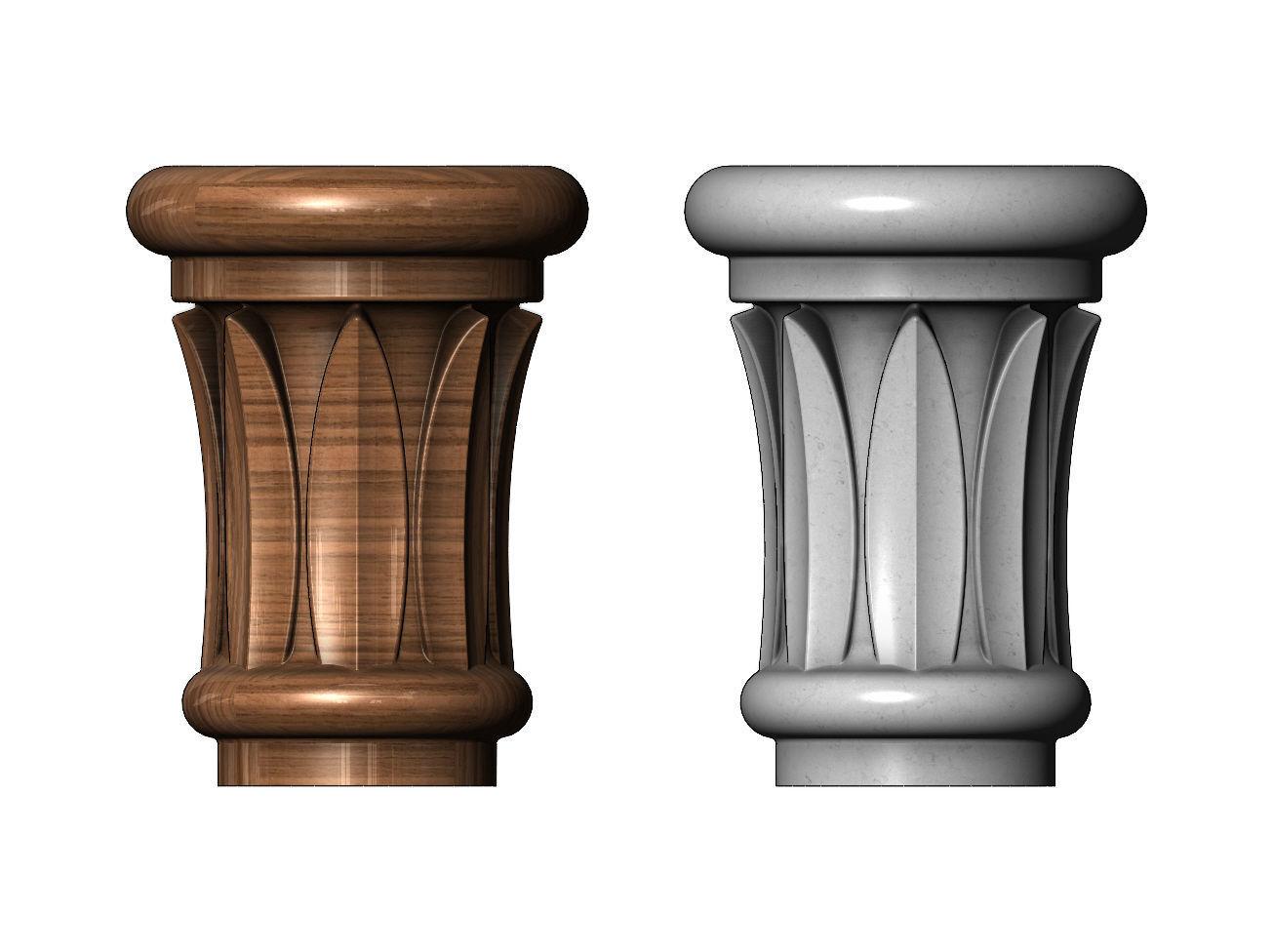 Papyrus Leaves Capital 3D print model_1