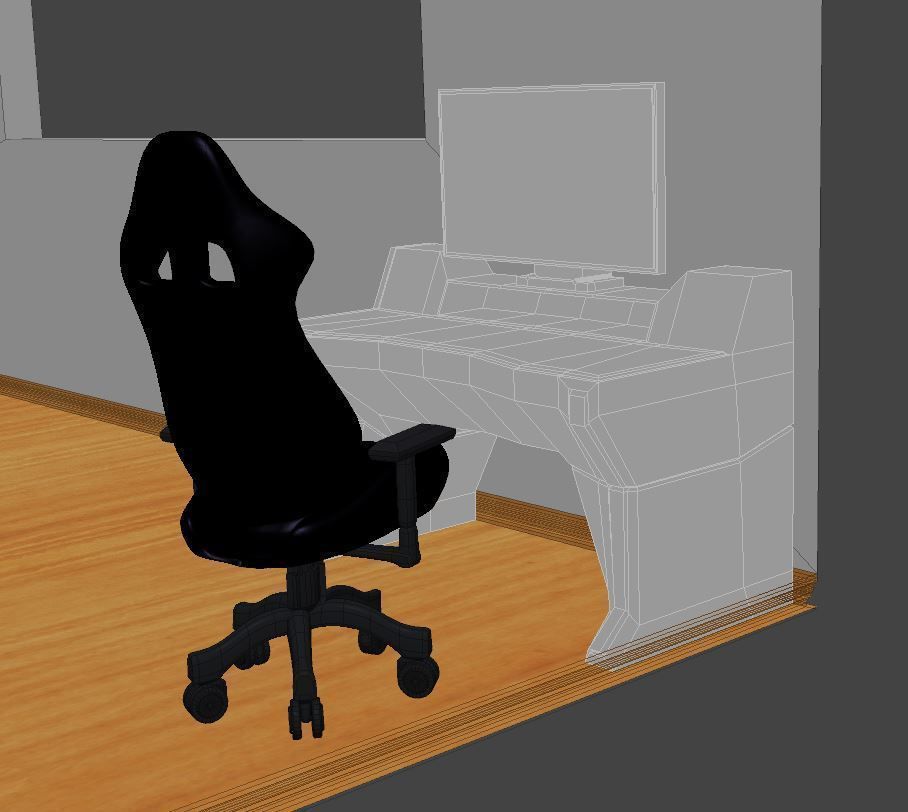 Desk scifi Low-poly 3D model_3