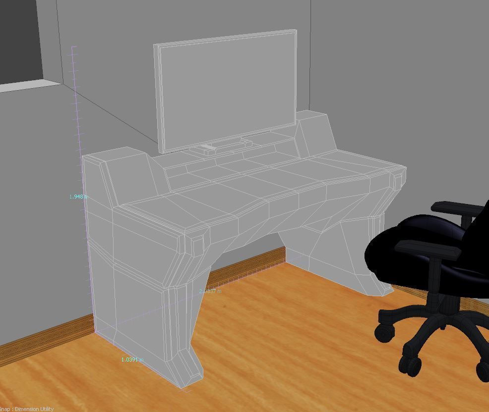 Desk scifi Low-poly 3D model_2