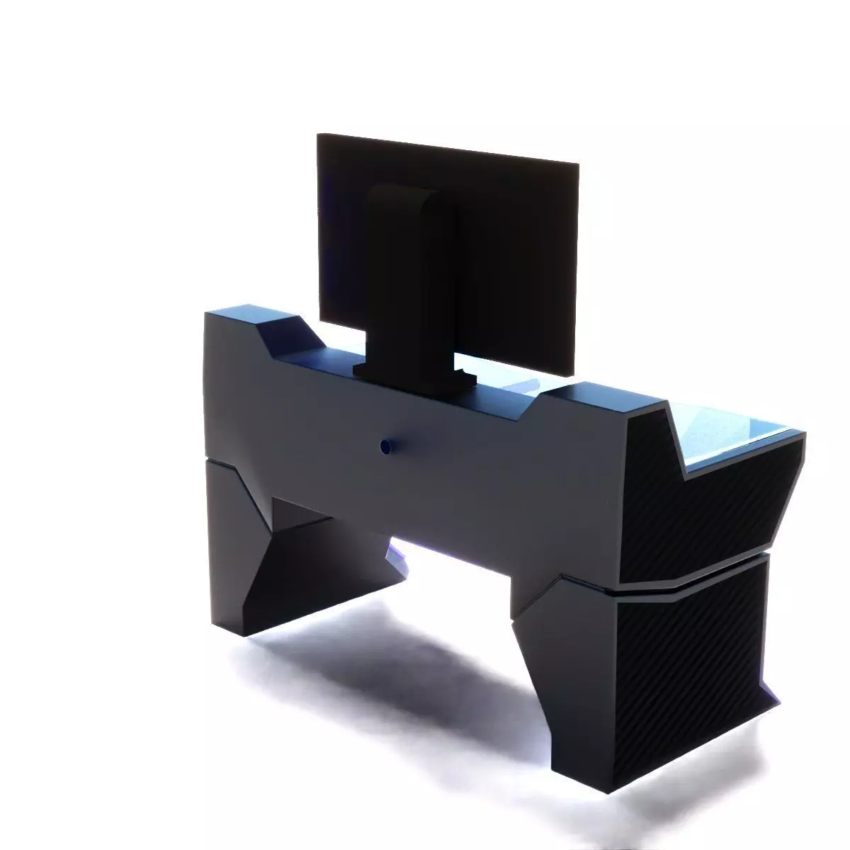 Desk scifi Low-poly 3D model_0