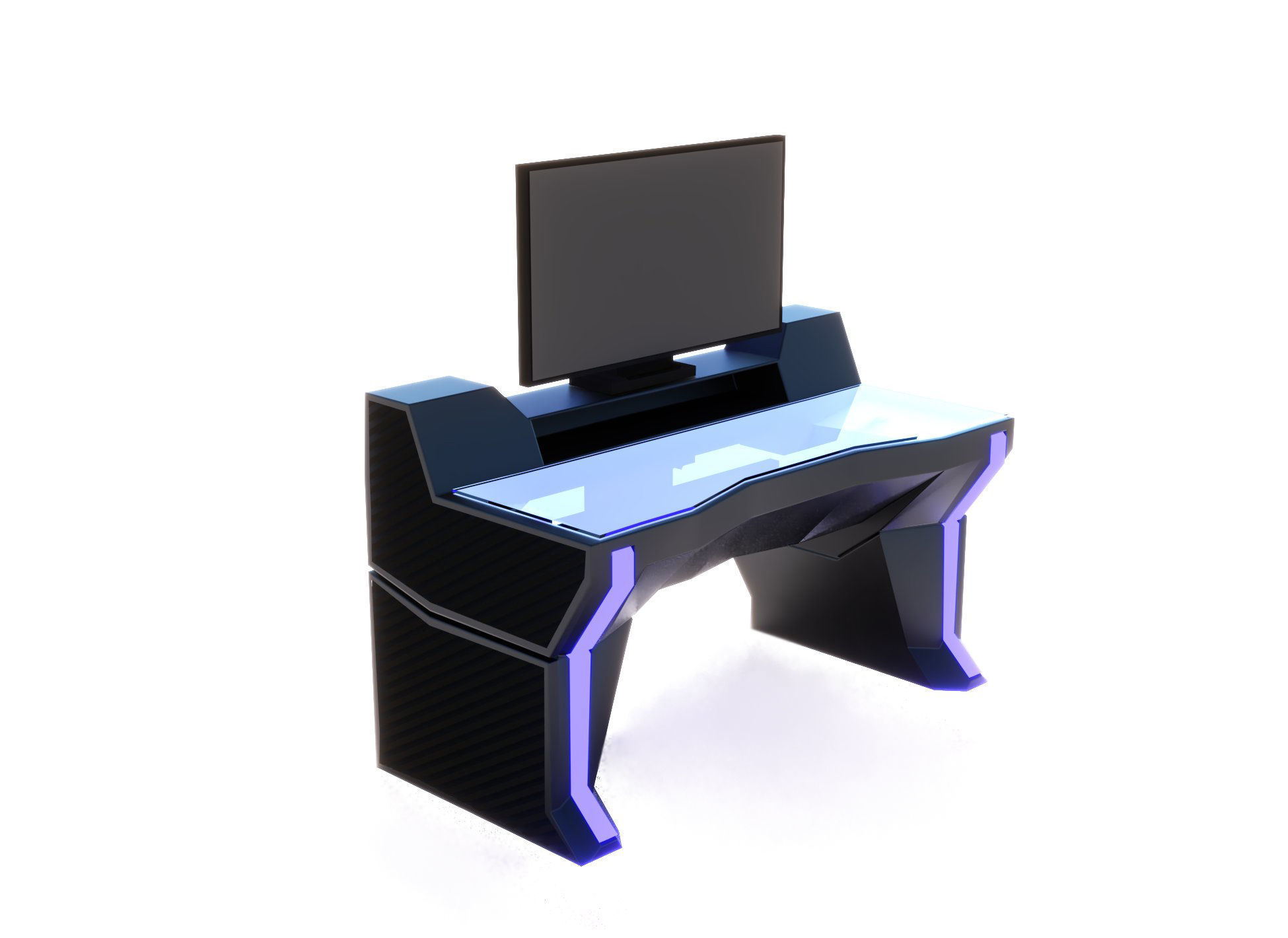 Desk scifi Low-poly 3D model_1