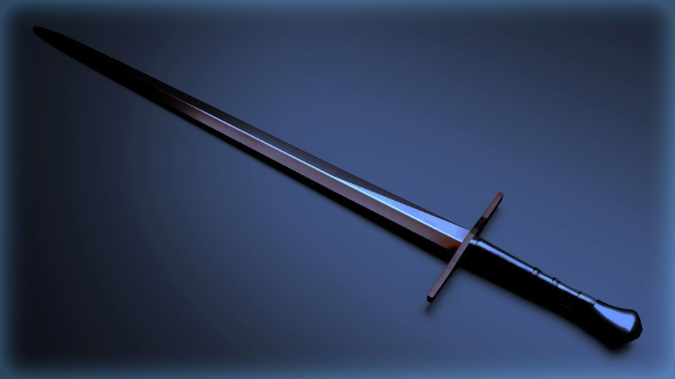 Knight Sword  Low-poly 3D model_1