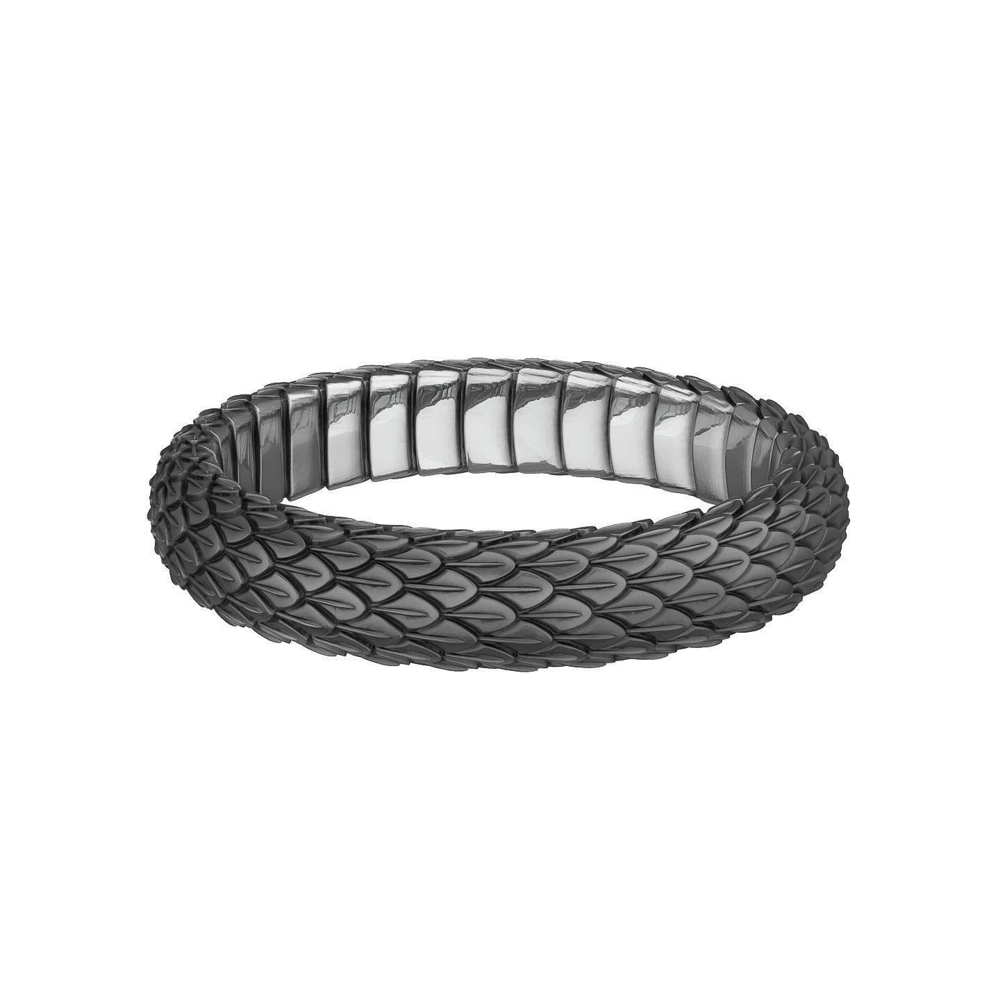 N025 Snake small texture ring 3D print model_1
