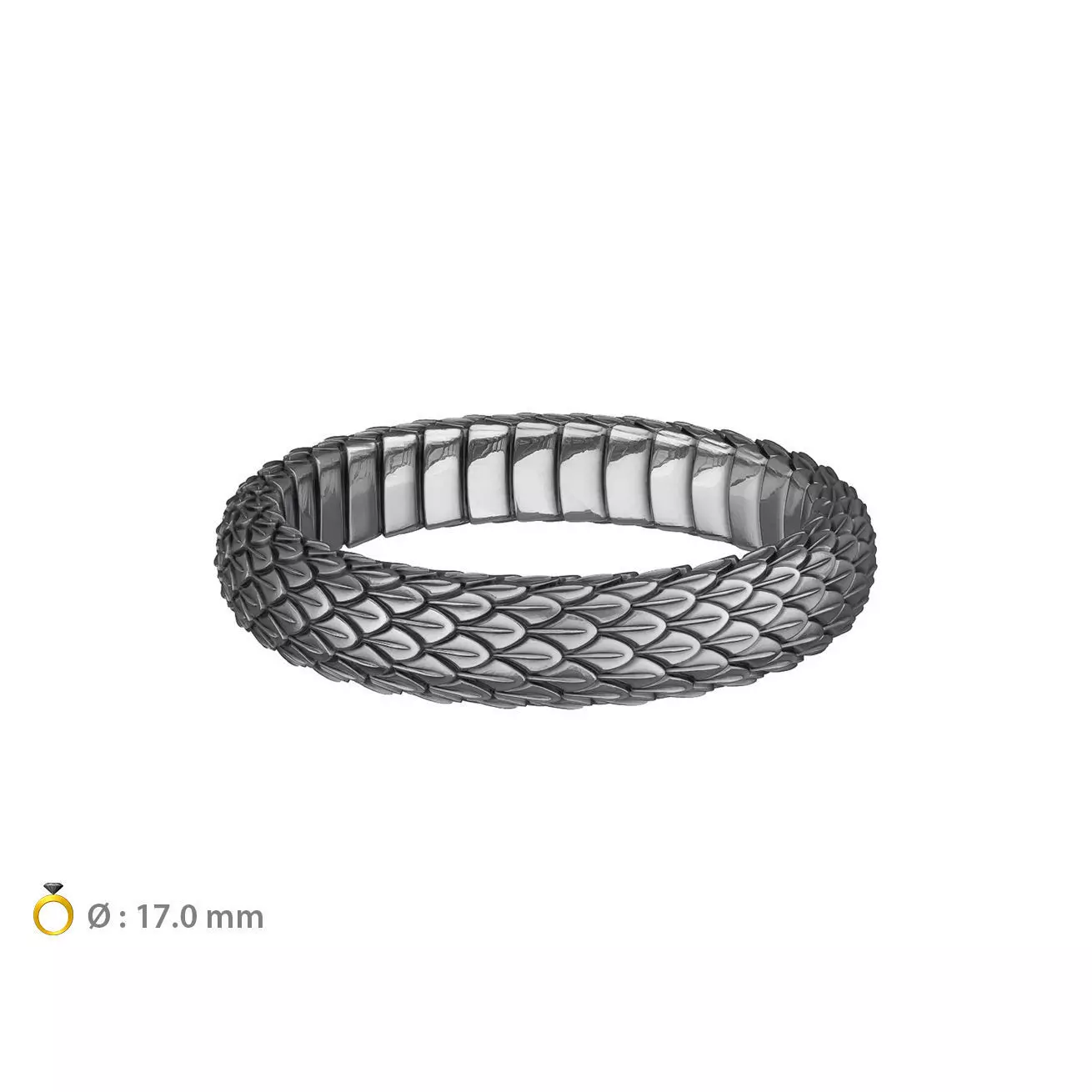 N025 Snake small texture ring 3D print model_0