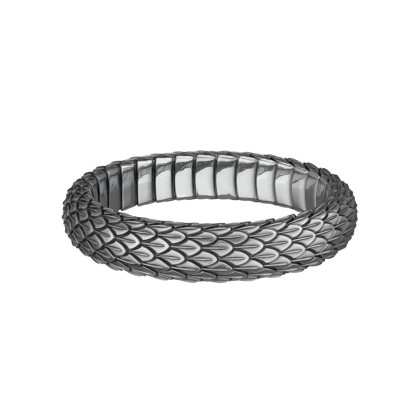 N025 Snake small texture ring 3D print model_2