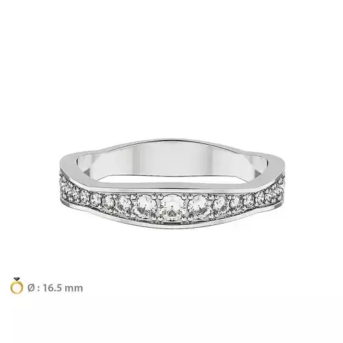 N091 Wave Diamond Wedding Band with Pave