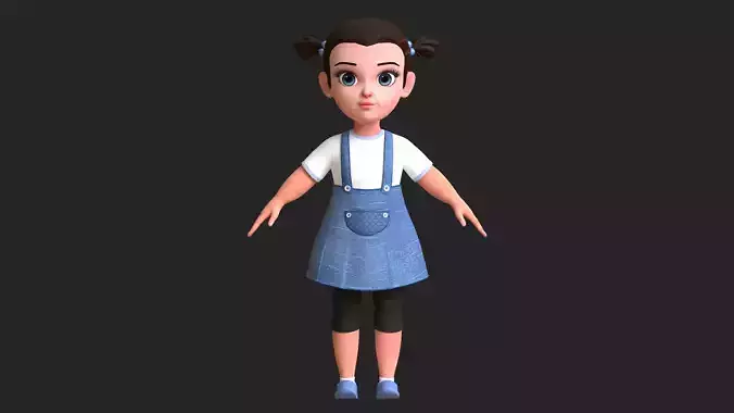Cartoon Kid Girl 3D model