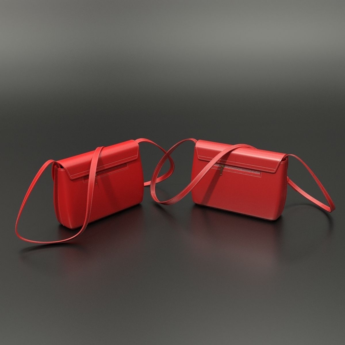 Red handbag 3D model_5