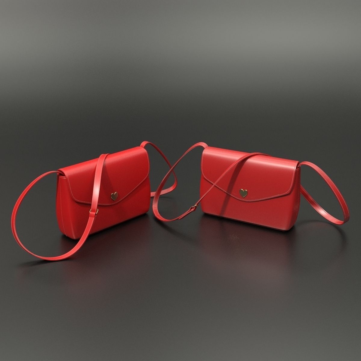 Red handbag 3D model_4