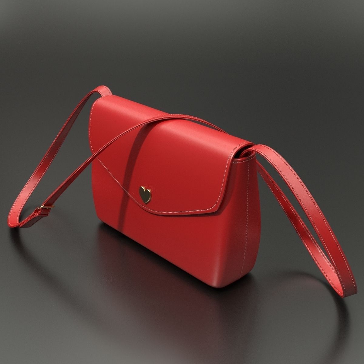 Red handbag 3D model_11