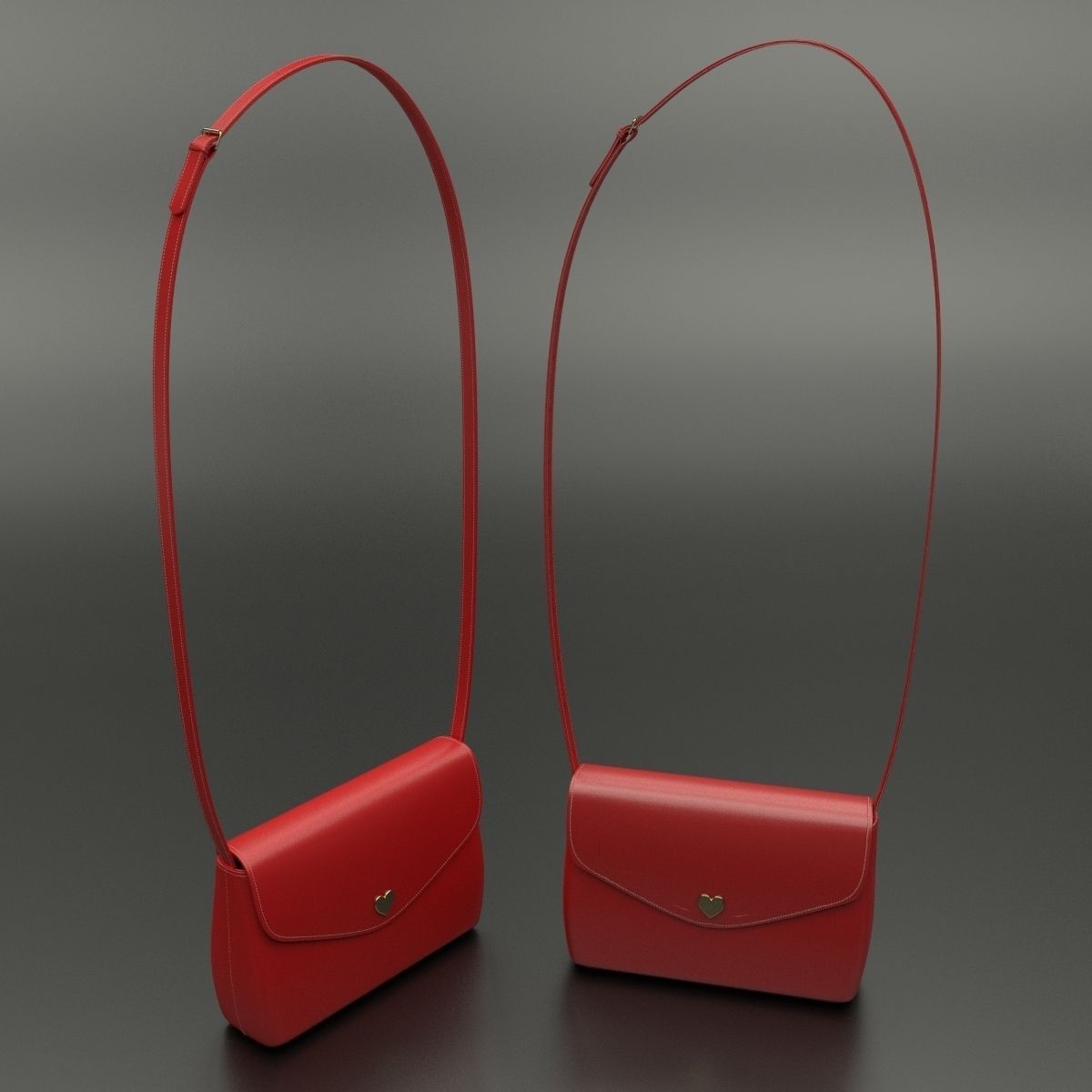 Red handbag 3D model_2