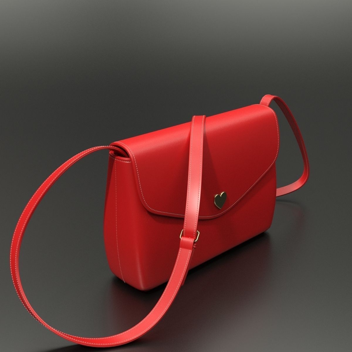 Red handbag 3D model_13