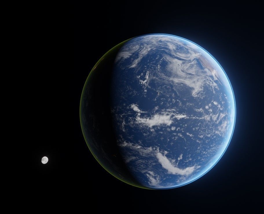 Earth day night cycle with atmosphere  Low-poly 3D model_2