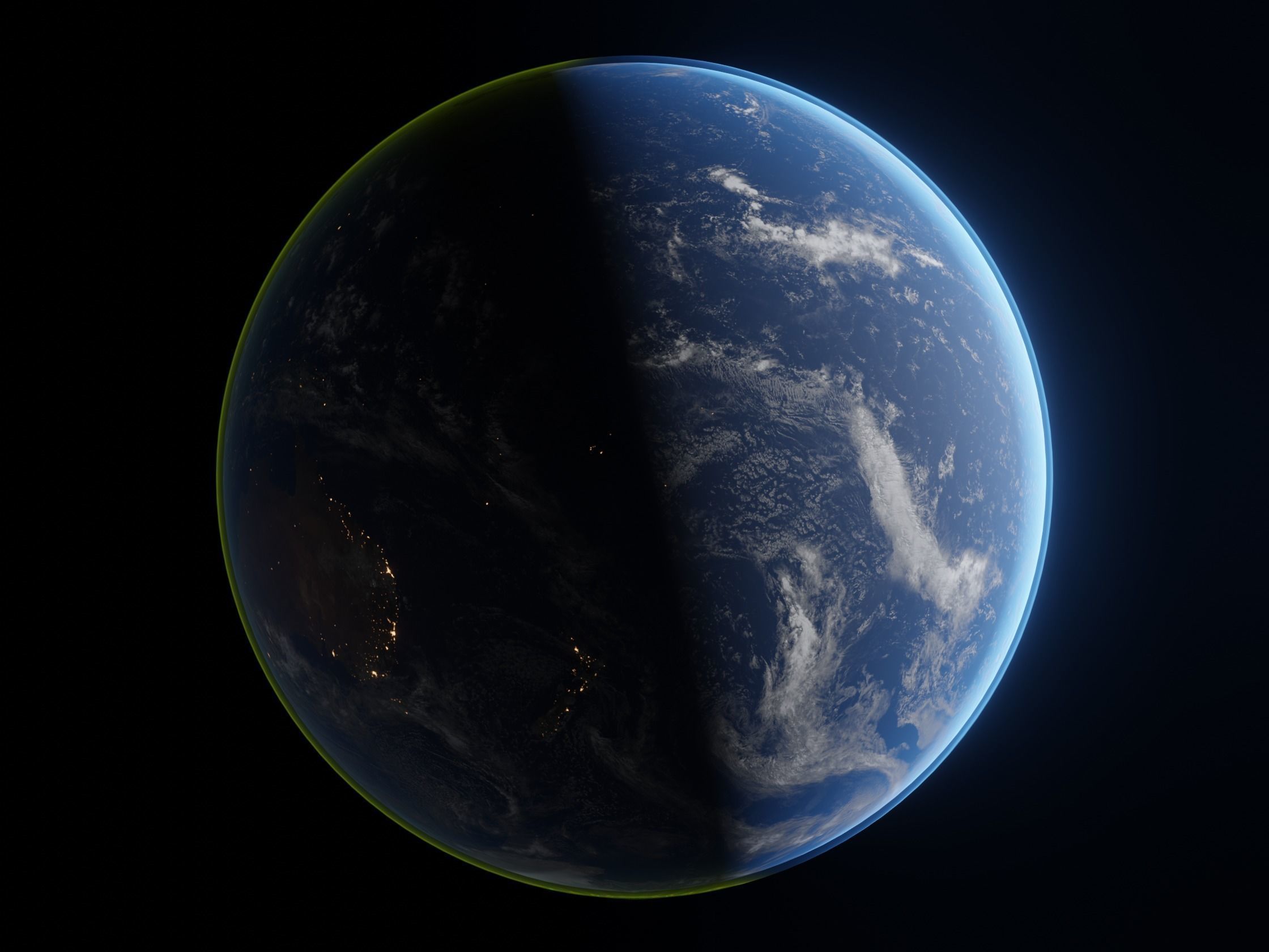 Earth day night cycle with atmosphere  Low-poly 3D model_7