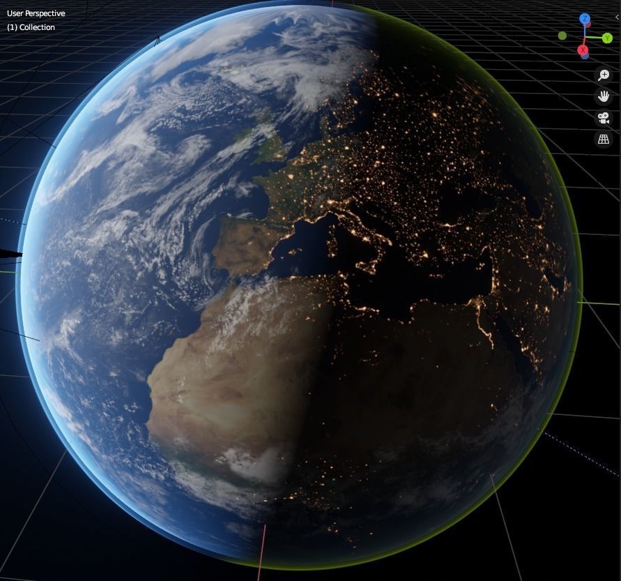 Earth day night cycle with atmosphere  Low-poly 3D model_9